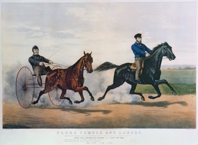 1856年のセンタービルコースでの「フローラテンプル」と「ランセット」のレース 作： N. and Ives, J.M. Currier